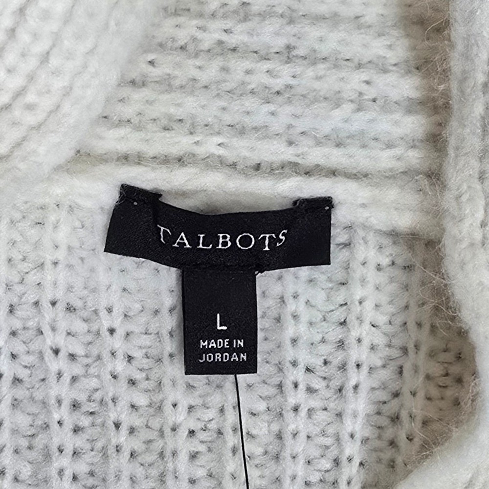 Talbots Shawl Collar Shaker Stitch Sweater Women's Large Cream Ribbed Knit‎ - Picture 4 of 7